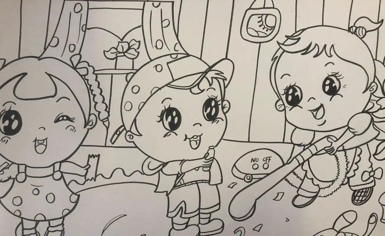 儿童主题画《打扫卫生》