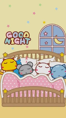 哈咪猫晚安卡通图片手机壁纸