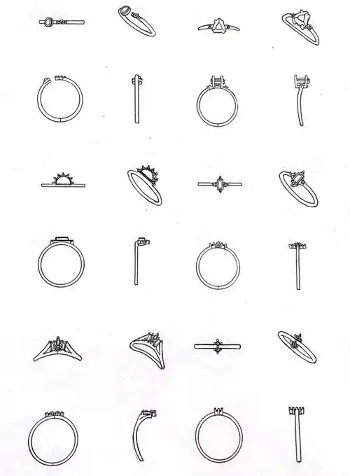 简单款戒指临摹三视图