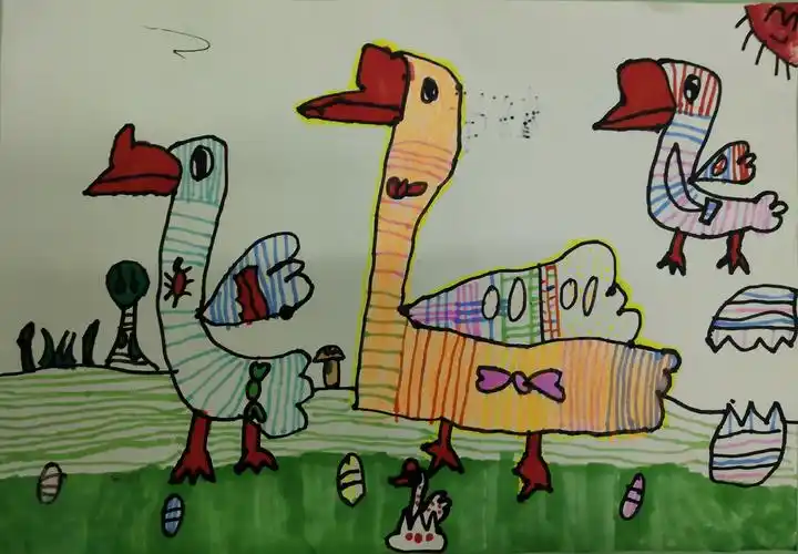 其它 蜡彩[快乐的大白鹅] 写美篇起稿要点 先勾画出鹅的嘴巴,肉瘤