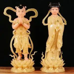 汉白玉金童玉女佛像善财童子龙女佛像大全摆件家用招财童男玉女像
