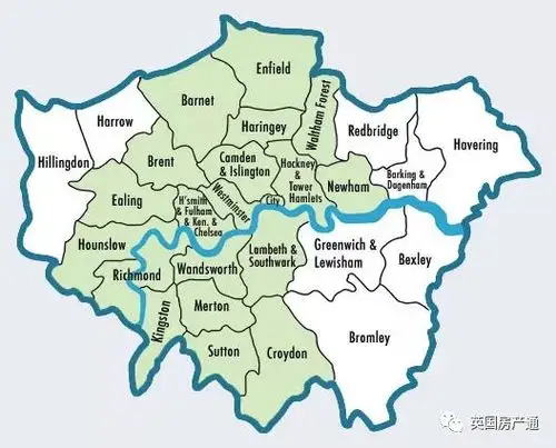 (伦敦行政区划分图)通过地图我们可以看到,还是以伦敦周边地带为主