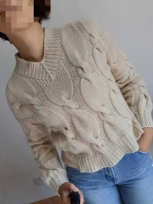 女士棒针麻花毛衣