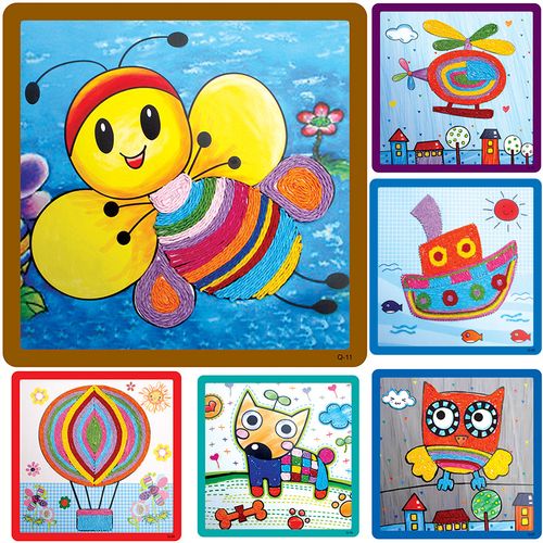 【纸绳画套装 送胶水】儿童纸绳画立体贴画彩色绳子纸绳粘贴画