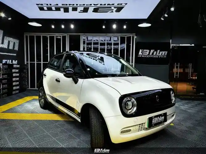 欧拉黑猫汽车lb改色膜黑白双拼加拉花