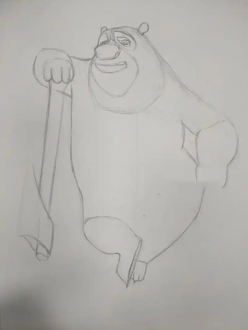 熊二画完得来一张熊大啊 素描关系今天画完了!明天上色