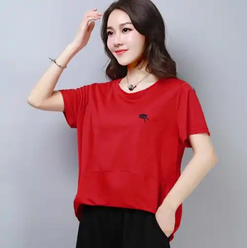 200斤韩版2020夏季新款宽松t恤女短袖大码女装小衫胖mm遮肚子上衣