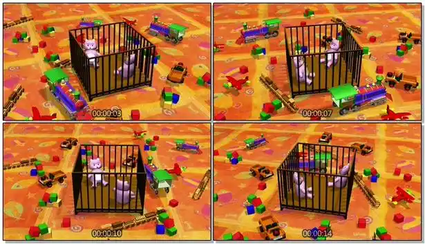 可爱的卡通人物困在牢笼中的视频素材