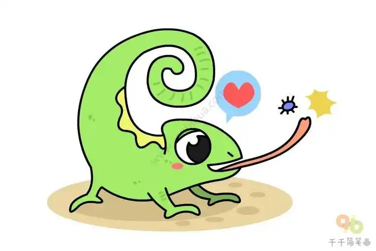 大树上的变色龙简笔画