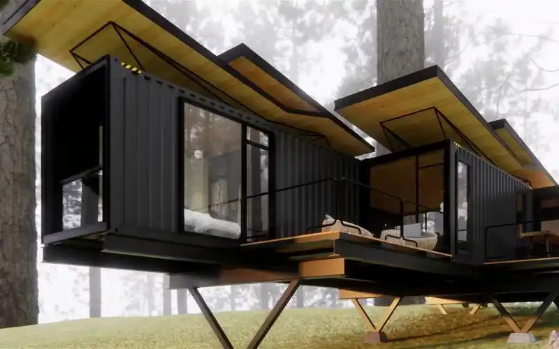 美丽的松树林中漂亮的小房子 | 海运集装箱房屋