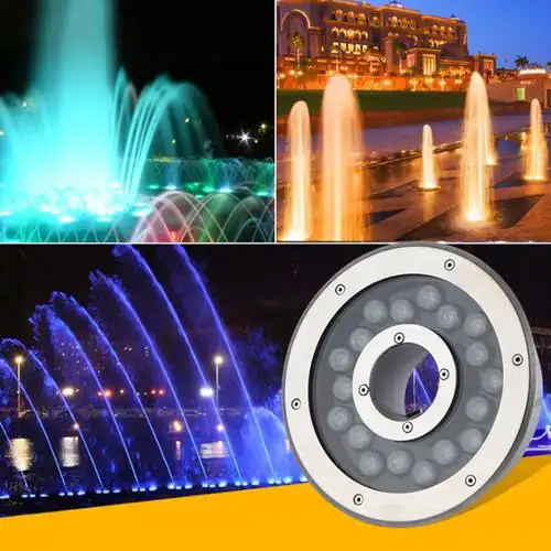led防水9w喷泉灯水底灯广场旱喷水池灯七彩水下灯中孔环形涌泉灯