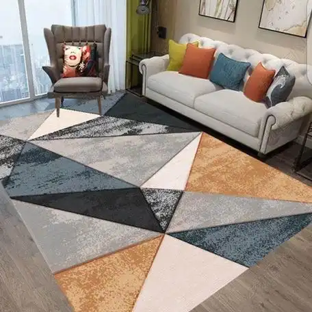 客厅地毯轻奢北欧风格几何线条卧室茶几满铺地垫现代简约防滑垫