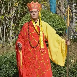 唐僧服装全套帽子黄袍袈裟禅杖法海年会表演服装道具演出服唐僧演出服