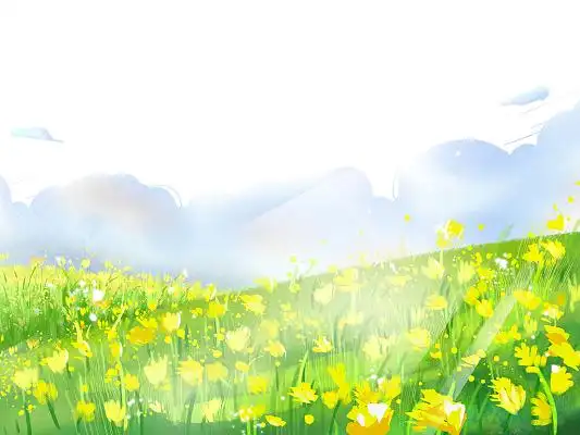 绿色手绘卡通春天春季油菜花田野元素png素材