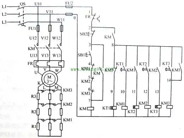 绕线转子电动机起动控制电路图
