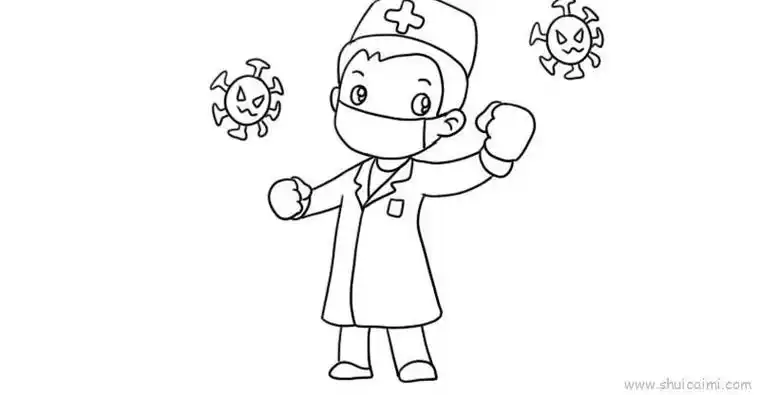 幼儿抵抗疫情简笔画