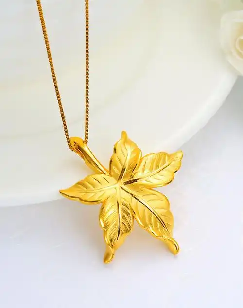 足金枫叶吊坠