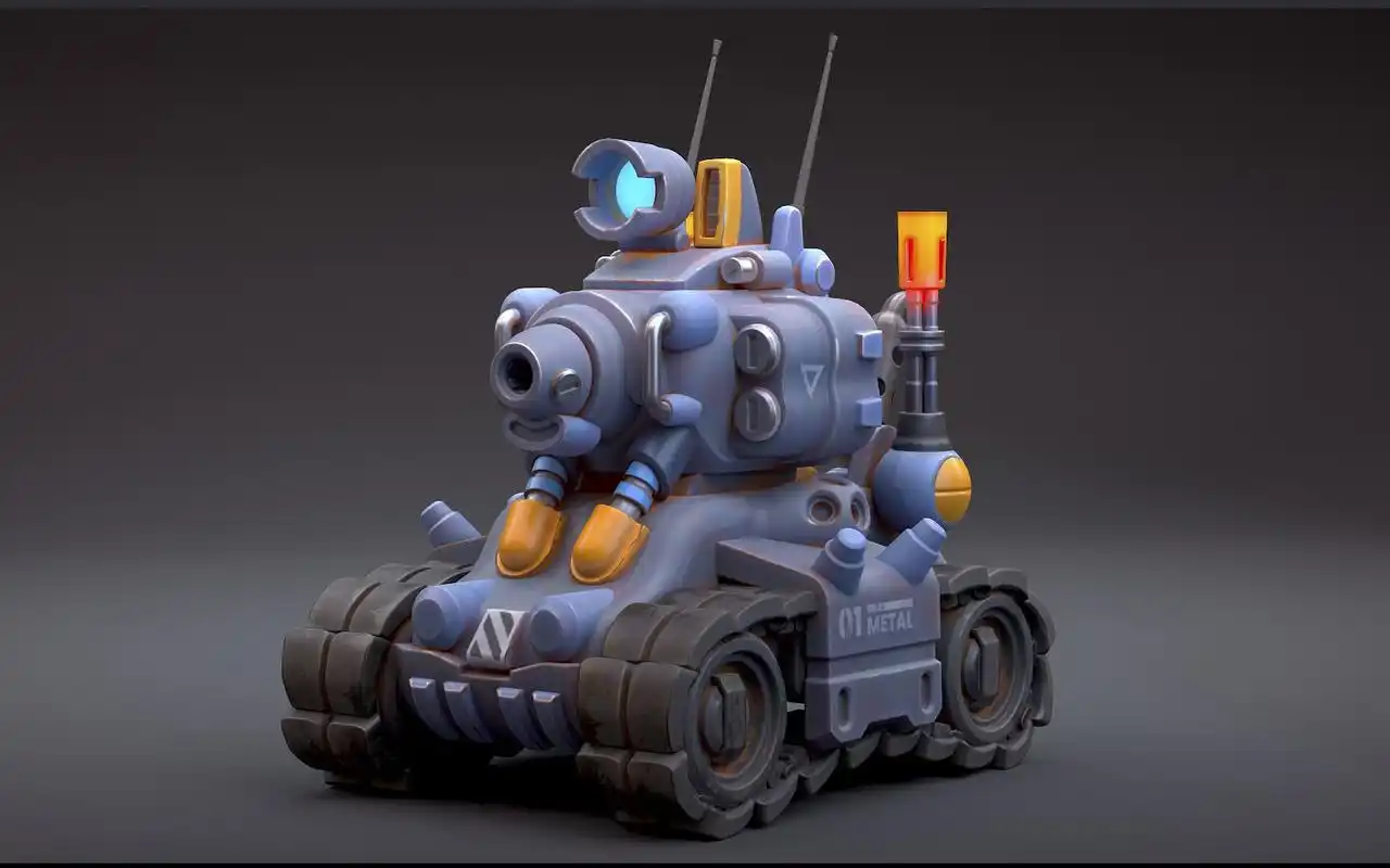 科幻坦克3dmax次世代游戏道具模型制作