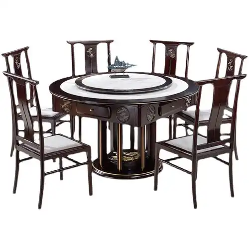 麻将机实木餐桌两用多功能一体家用新中式中式圆桌自动麻将机