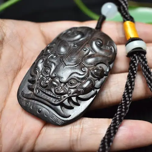 紫光檀木貔貅吊坠雕刻无事牌黑檀木牌子挂件手把件diy饰品