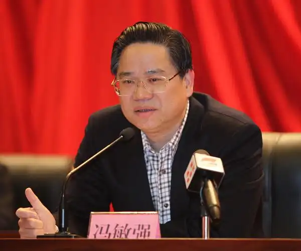 冯敏强在高要市党的群众路线教育实践活动工作会议上讲话.(苏科伟摄)