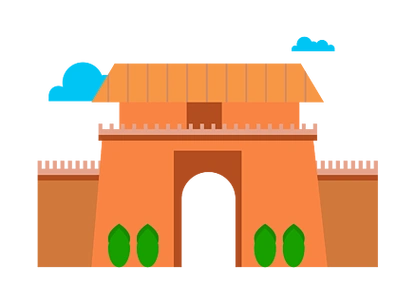 5d插图元素商务办公商用元素2.5d矢量插图卡通植物城市建筑房子组合2.