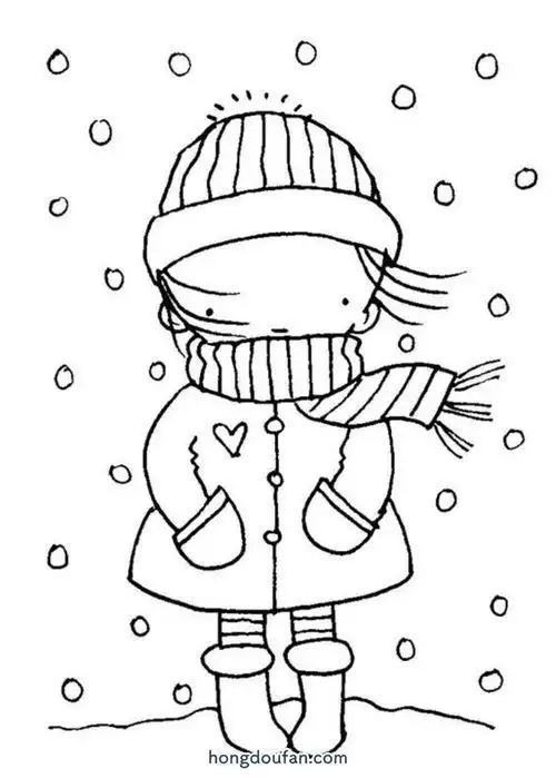 hcold32标签下雪冷喝热水填色填色图片女孩女孩简笔画女生