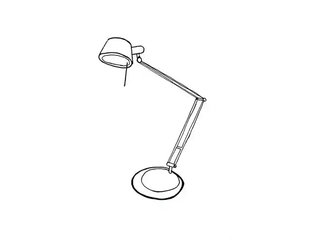 手绘黑白台灯,灯泡,节能灯插画