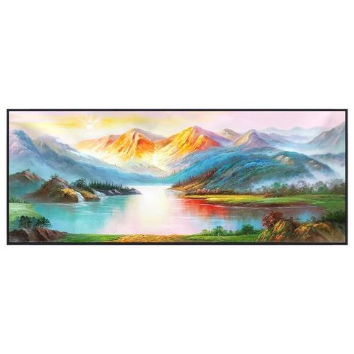 现代手绘油画客厅大气山水风景装饰画办公室招财黄金山挂画聚宝盆