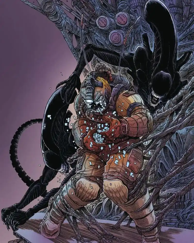 一组异形漫画海报作品欣赏,展现了人类对未知的恐惧.