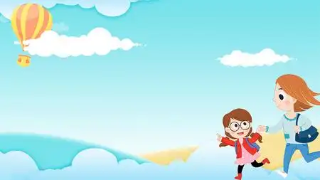 蓝色卡通手绘家长会展板ppt背景