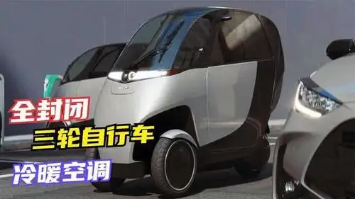 全封闭式电动倒三轮自行车,车内带冷暖空调,可坐2个人,很酷!