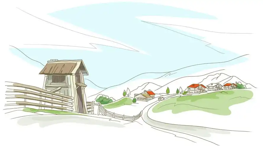 城市风光简笔画高清宽屏壁纸