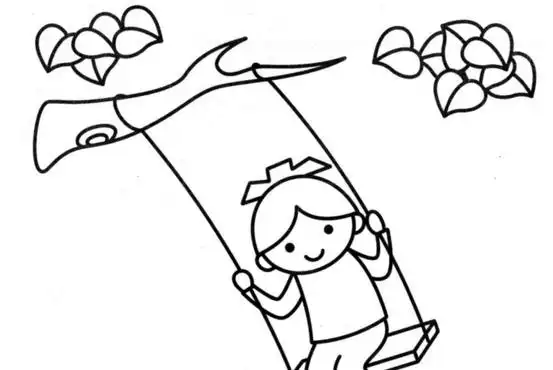 荡秋千的小朋友简笔画小男孩简笔画小女孩简笔画