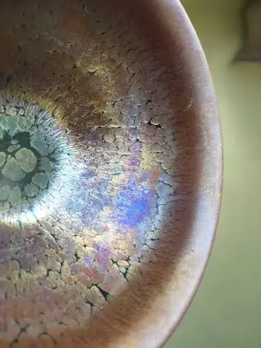 李盏李昌海彩华建盏紫金鹧鸪斑盏茶水养后10天