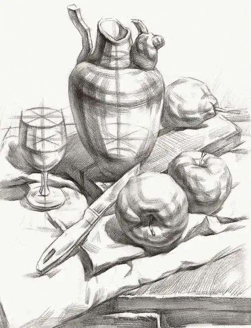 静物组合结构素描  #结构素描  #静物结构素描  #素描教程  #素描入门