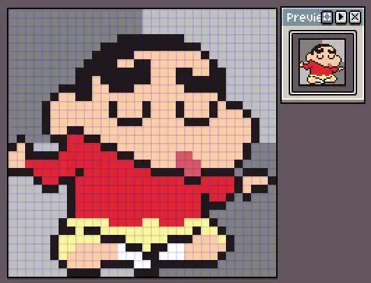 a5手绘像素画网格画课堂第42课:熊辛淇&蜡笔小新像素画