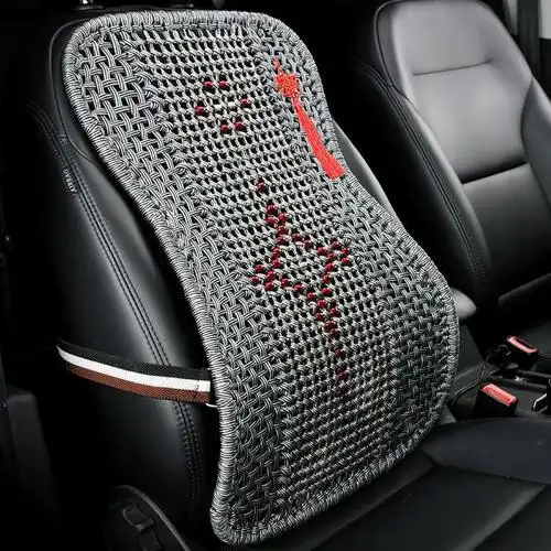 汽车夏天冰丝腰靠垫腰垫夏季护腰开车靠背腰部支撑车用透气腰托金色小