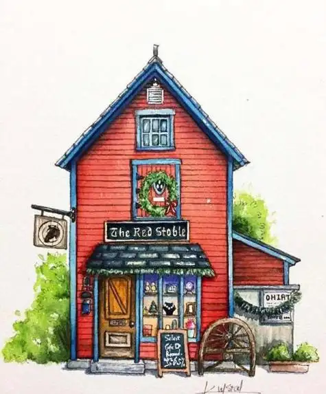 水彩画建筑水彩画建筑日系