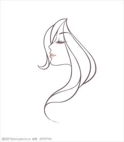线条美女头像矢量素材