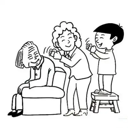 给妈妈捶背简笔画图怎样画好看?给妈妈捶背的简笔画