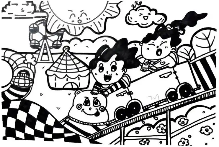 关于游玩或者快乐假期的都可以#儿童画  #幼儿主题画  #游乐园  #创意