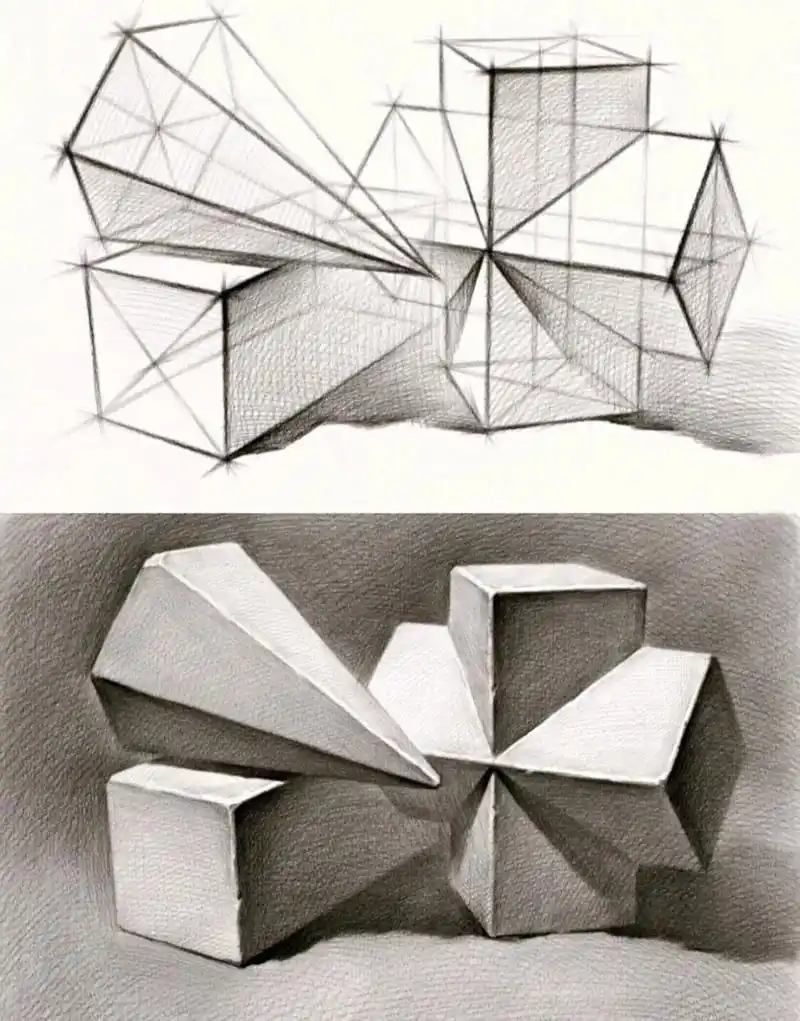 素描石膏几何体组合结构范例