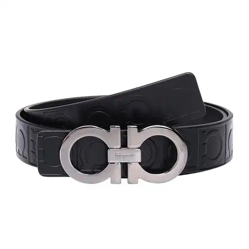 salvatoreferragamo菲拉格慕男士黑色皮革腰带腰带