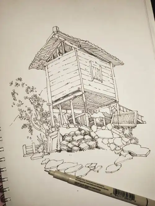 临摹的,不是原作者哈(太久没画了,找几张练一练)#风景速写