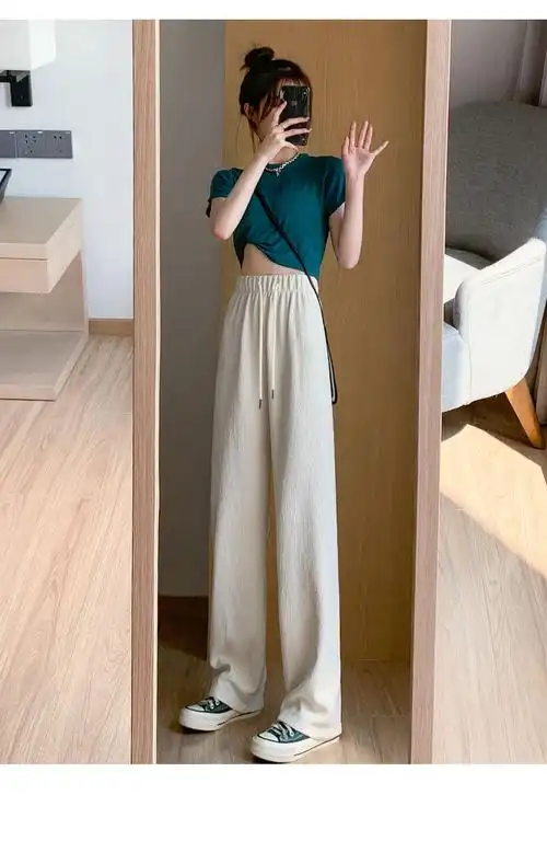 150小个子阔腿裤女款秋冬季新款高腰垂感显高显瘦145xs码休闲裤潮