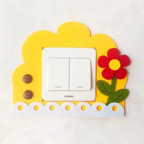 洪麦美家 开关贴 装饰贴 墙贴 装饰品 开关套 86型单开 (波浪边小花