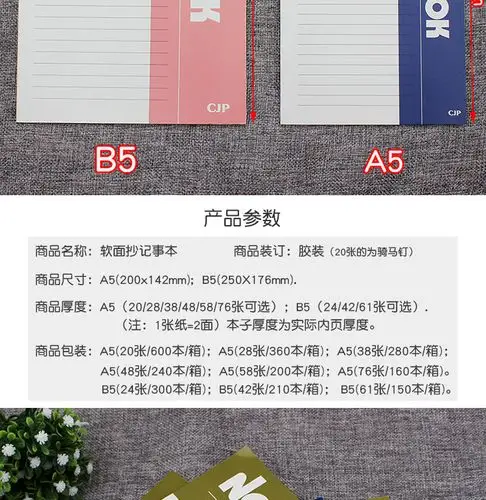 长江笔记本软皮办公本子加厚a5b5小清新软面卡抄记事本日记本10本b5