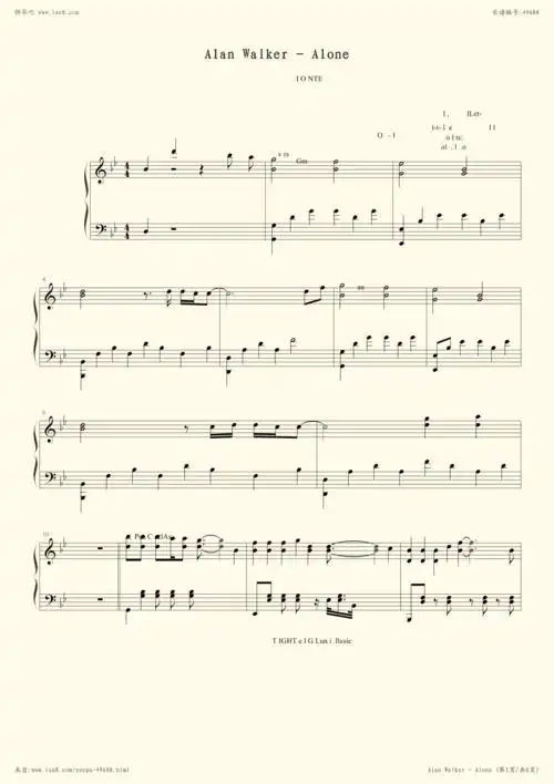 钢琴谱 - alone