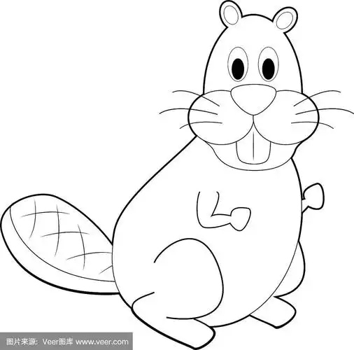海狸,儿童,动物,简单,绘画插图